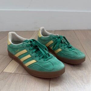 Adidas Originals Green And Yellow Suede Gazelle Trainers